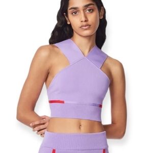 NWT HERVE LEGER Sleeveless Bodycon Crop Top Lilac Purple XS